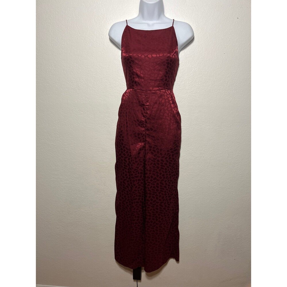 Urban Outfitters Lily Leopard Jacquard Lace Up Jumpsuit with pockets size 2